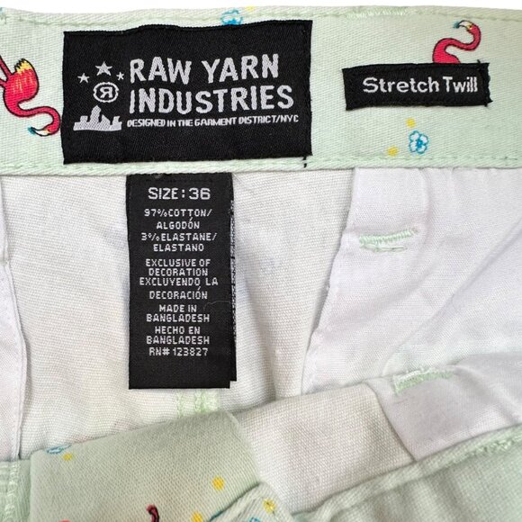 Raw Yarn Industries Flamingo Stretch Twill Shorts Mint Green Preppy Size 36 - Picture 4 of 4
